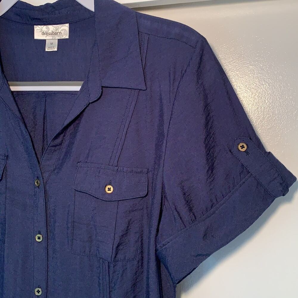 Navy blue button down‎ blouse - Picture 2 of 8